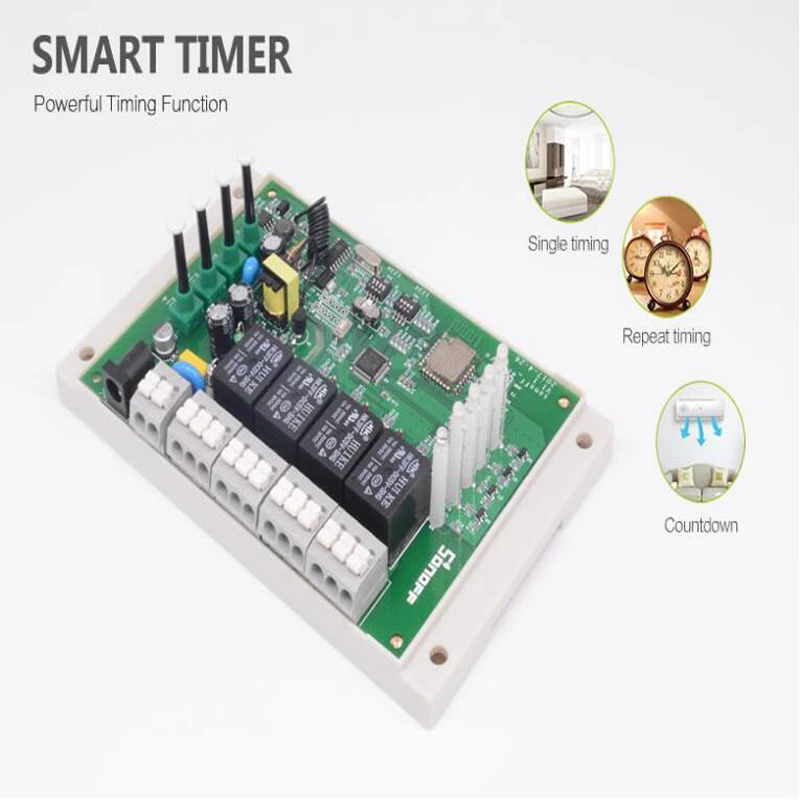 Goede Sonoff 4CH R2 4CH PRO R2 4 Gang 433MHZ Din Rail Montage Draadloze WIFI Smart Switch Domotica modules Licht Afstandsbediening 2200W