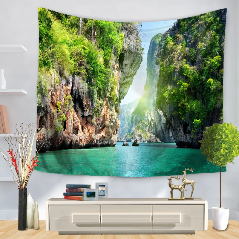 

Home Decorative Wall Hanging Carpet Tapestry Rectangle Bedspread Nature Scenic Photo Farm Lake windmill Pattern GT1204