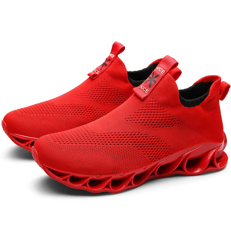 Мужские кроссовки спортивная обувь без шнуровки летние Прогулочные кроссовки для мужчин черные красные беговые кроссовки для мужчин нескользящая спортивная обувь для мужчин