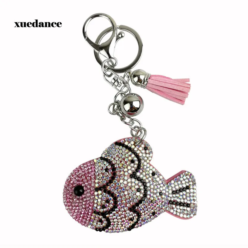 

Fashionable Accessory Key Ring Shiny Rhinestone Decoration Fish Shape Pendant Keychain Glitter Phone Car Wallet Bag Keychain