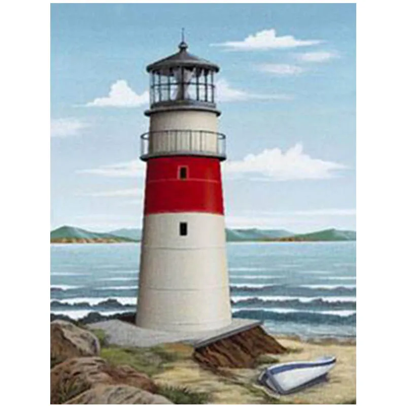 

5D DIY Diamond Painting Full Square/Round Drill "lighthouse" Diamond Embroidery Cross Stitch diamond painting accessories B08