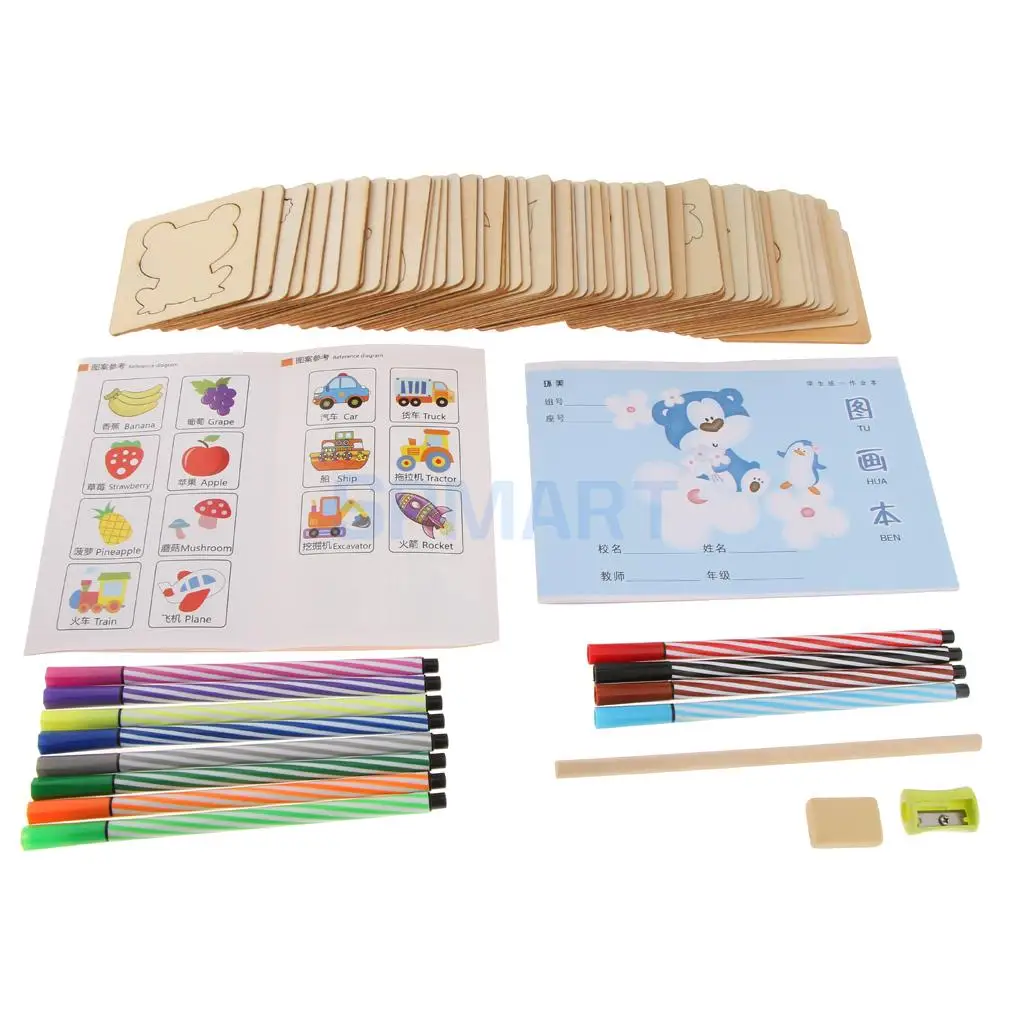 56 шт. Дети DIY живопись шаблон Инструменты комплект развивающие Игрушки для рисования комплект детские подарки