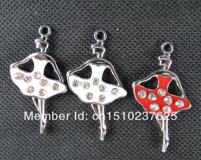 free shipping 50 X rhinestone ballet girl Ariel Metal Zinc Alloy Enamel