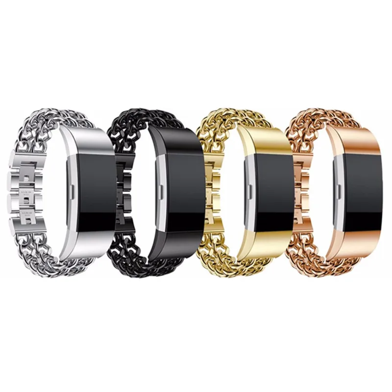 

EIMO Stainless Steel Band for Fitbit Charge 2 Double Chains Style Bracelet Replacement Band Metal Watch Bands for Charge 2