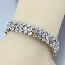 Роскошный цепь браслет серебро 925 AAA+ качество белый циркон Для женщин Jewelry Длина 18 см