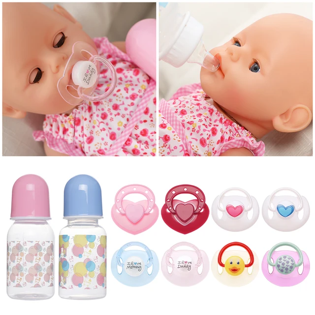 Newborn Doll Dummy Pacifier +Magnet Nipples Magnetic Pacifiers Reborn Baby Dolls Nursing Bottle Doll Toy