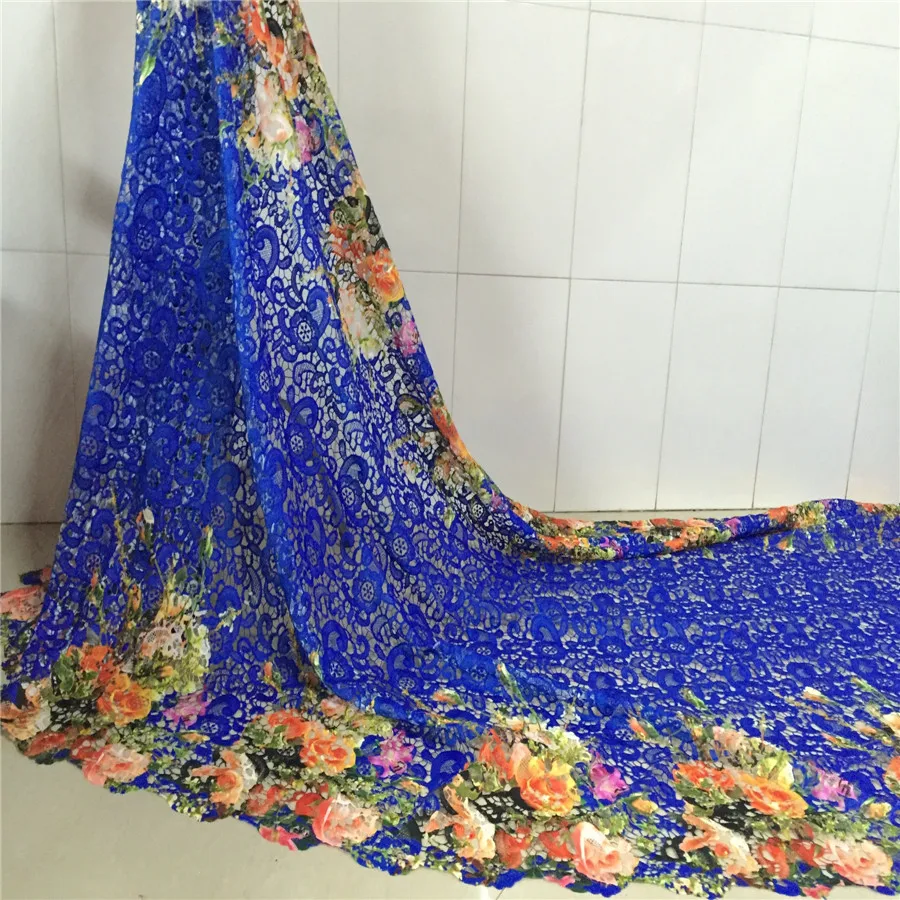 

Free Shipping!! Multi Color African Guipure Cord Lace Fabirc / Cupion Lace / Chemical Lace for Party Dress 5Yards/pcs PMY1659-a