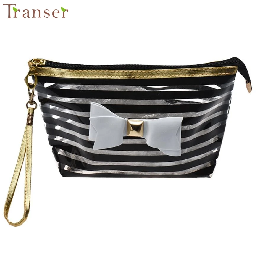 

Transparent PVC Bowknot Stripe Cosmetic Bag  Comfystyle san24 ga