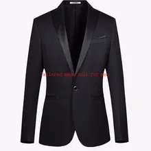 Индивидуальные смокинги на одной пуговице/свадебные Черные смокинги laptel для мужчин/костюмы для жениха, 2 предмета, Мужские костюмы(пиджак+ брюки+ галстук