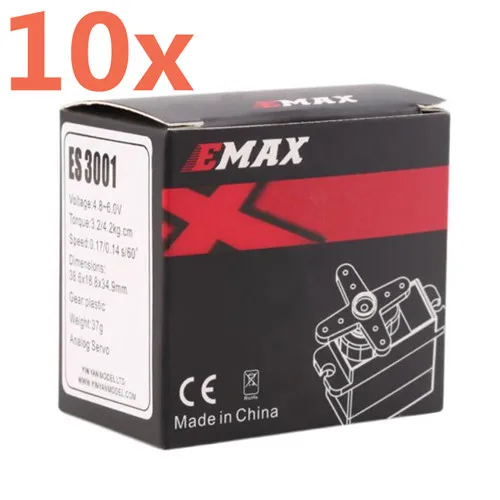 

10Piece EMAX Servo ES3001 Standard 43g Servo Motor For Remote Control Cars RC Car Helicopter Boat Airplane (ES08A ES08MA ES08MD)