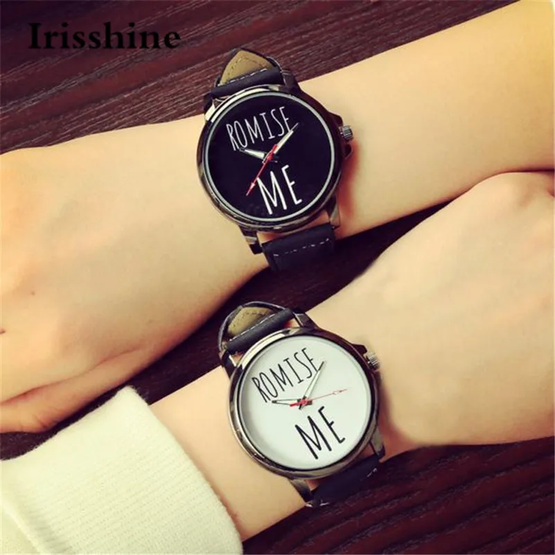 Irissshine i06 1 шт. часы унисекс для пары мужчин леди любителей моды для мужчин женщин кожаный ремешок Кварцевые аналоговые наручные часы A30