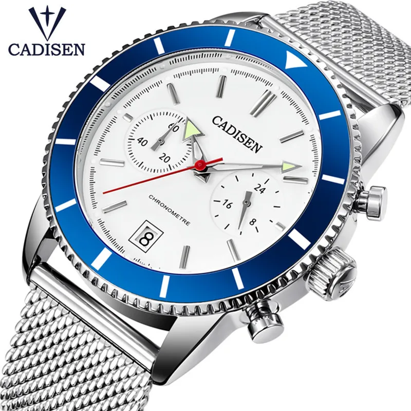 

CADISEN Top Brand Luxury Sport Full Steel Business Quartz Watches Chronograph Waterproof Business Wristwatch Relogio Masculino