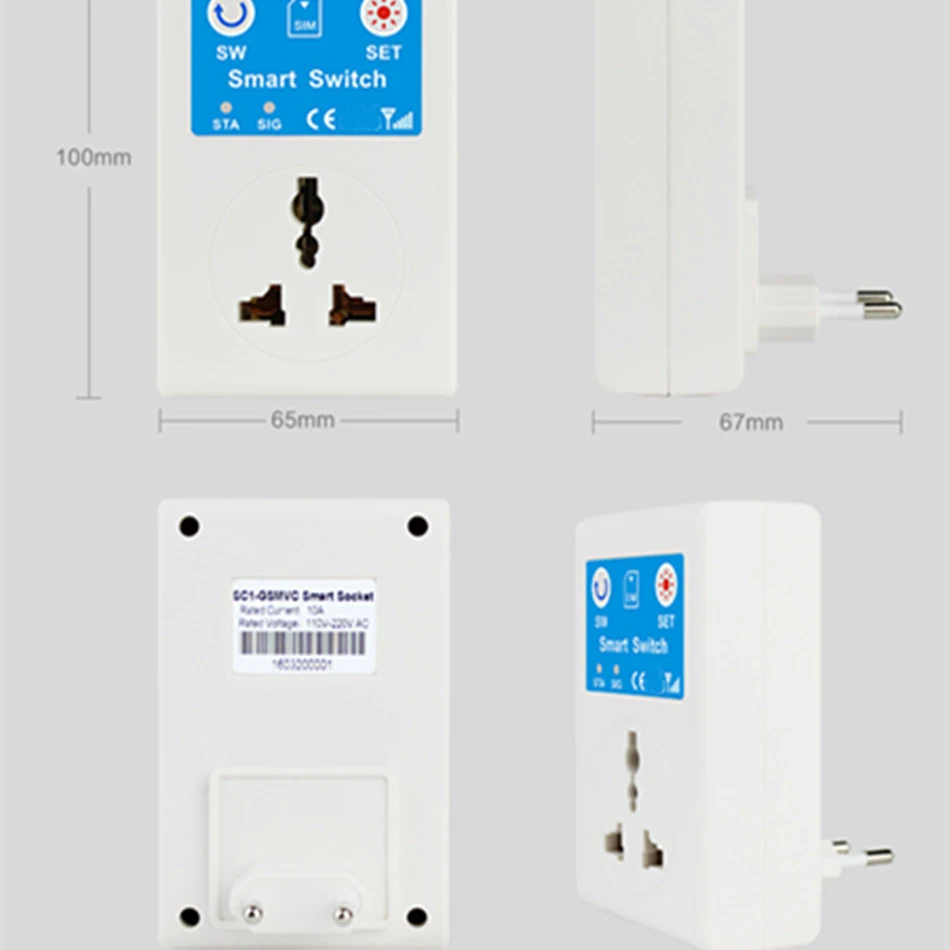GSM Smart Socket Mobile Phone Remote Control Switch Call Power Failure SMS Reminder Function European Standard