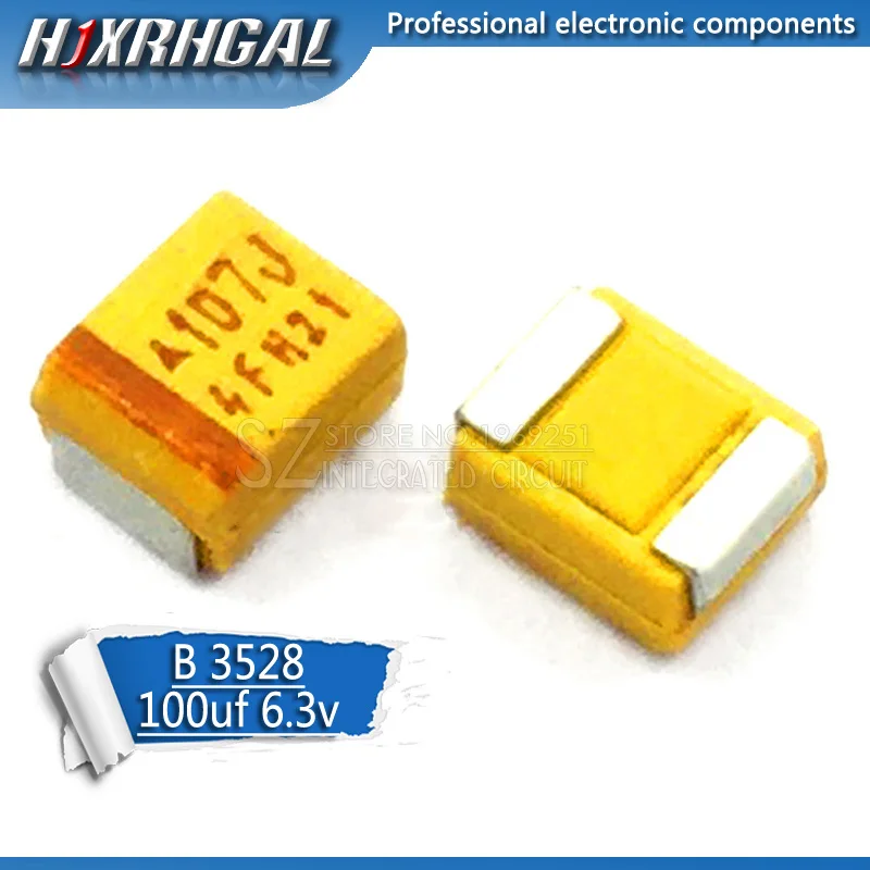 10 шт B 3528 100 мкФ 6,3 V 107 SMD Танталовый конденсатор hjxrhgal