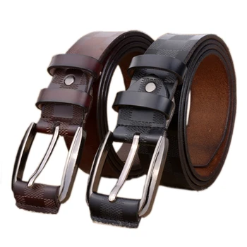 

Hot Pin Buckle belts of Men Strap Genuine Leather Men Belt Men Classic Jeans Mens Plaid Patten Belts Luxury Cintos