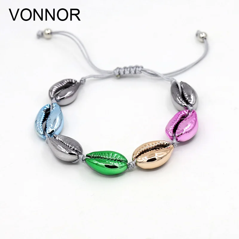 

VONNOR Fashion Jewelry Natural Shell Plating Color Bracelet Women Summer Accessories Handmade Beaded Friendship Strand Bracelet