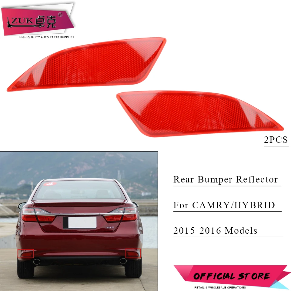 

ZUK 2PCS Rear Bumper Fog Light Fog Lamp Reflector Brake Stop Lamp For CAMRY 2015-2016 ASV50 AVV50 OE# 81910-06040 81920-06030