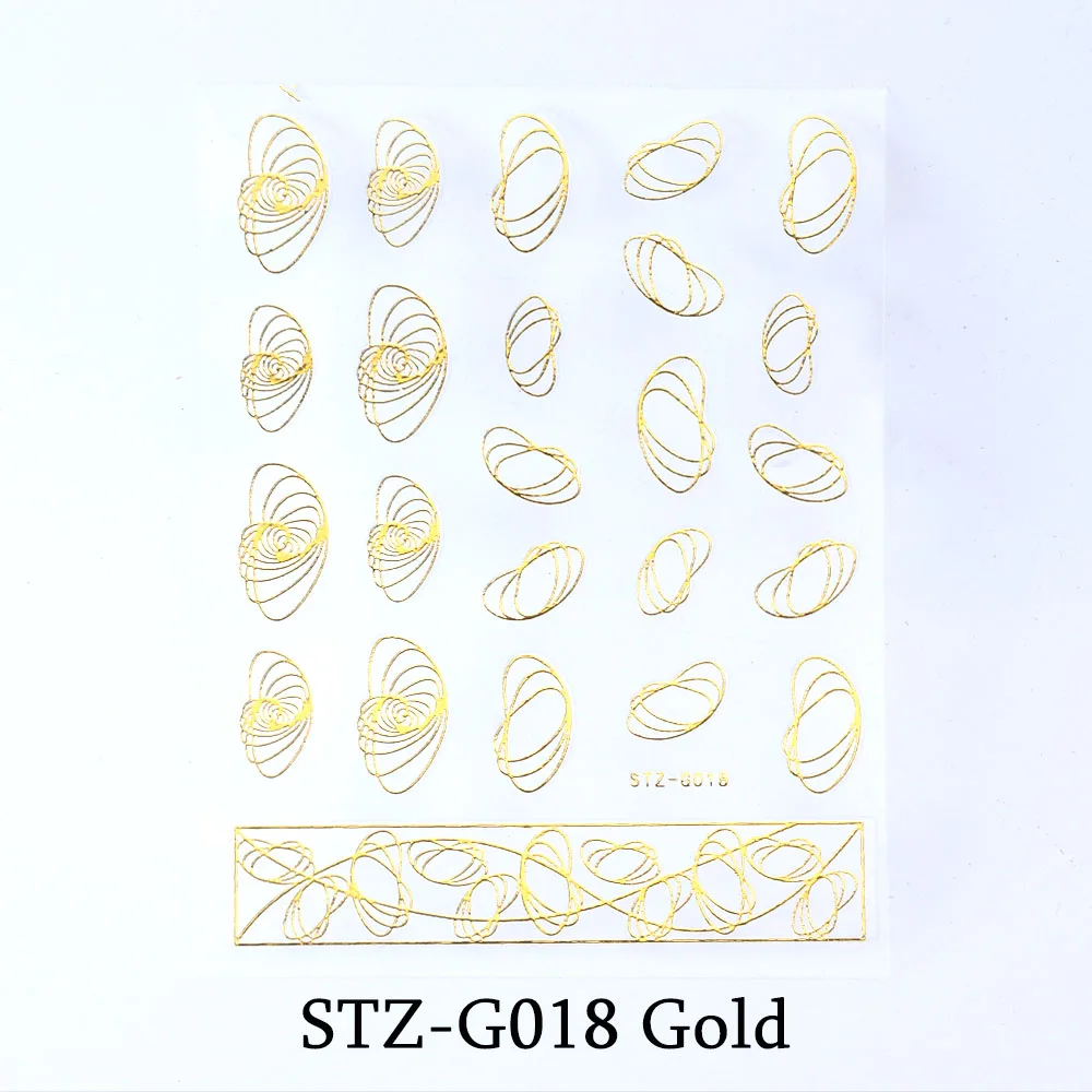 Золотая проволока, наклейки для ногтей, волнистая линия, слайдеры, серебряная полоскающая лента, Переводные картинки для дизайна ногтей, 3D клей, маникюрные украшения, BESTZG14-20 - Цвет: STZ-G018 Gold
