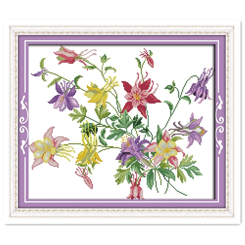 

Flowers Bloom DIY Set Painting Chinese Counted Cross Stitch Patterns Kits Home Decor 11CT Printed On Canvas Embroidery Cross Set