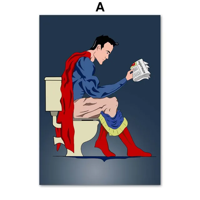 Aliexpress.com : Buy Superhero Superman Batman Toilet Bathroom Wall Art