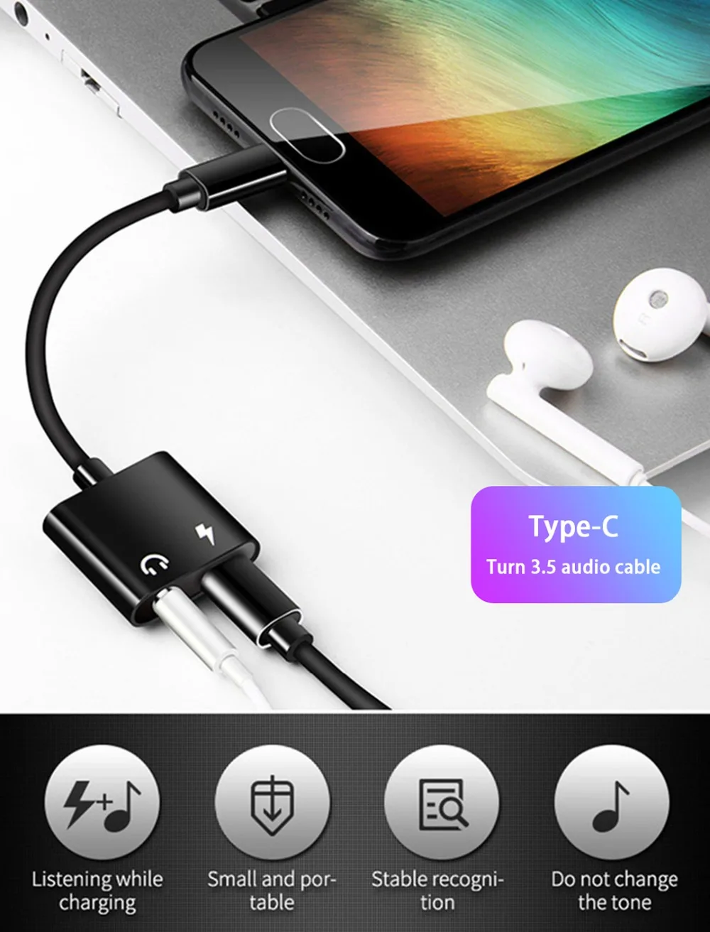 Адаптер типа C с разъемом 3,5 мм для наушников Aux аудио для samsung S10 huawei P30 Pro воспроизведение музыки и Зарядка адаптер для Xiaomi 8 Mi9
