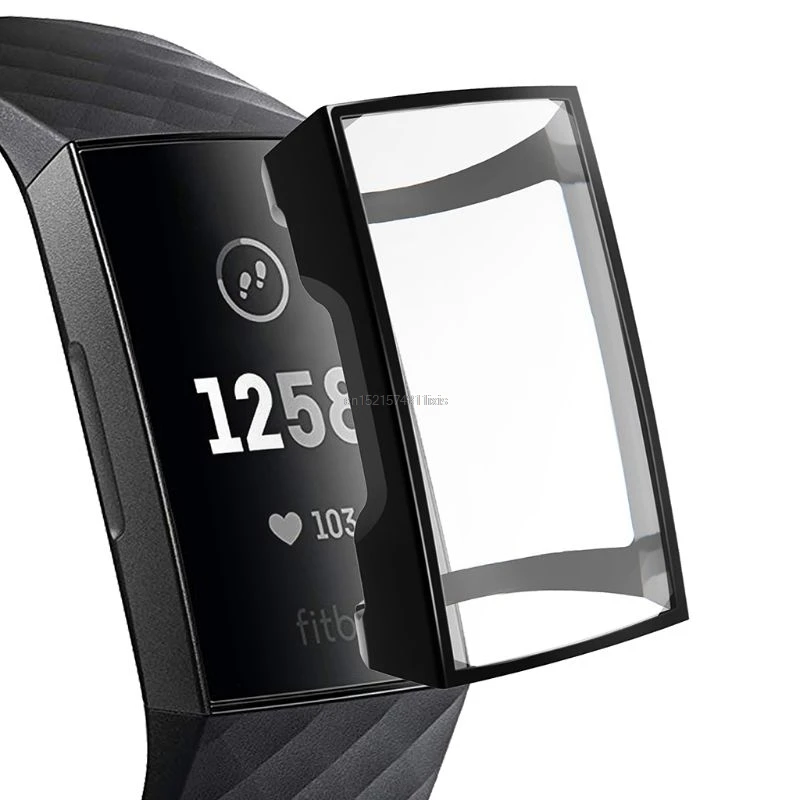 

Protective Case Cover Screen Protector TPU Shell Waterproof Shockproof Smart Watch Accessories for Fitbit Charge 3
