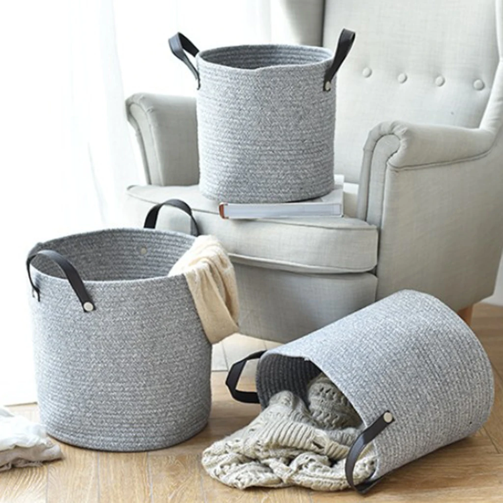 Large Cotton Rope Basket Woven Storage Basket Baby Bins for Diapers Laundry Organization Toys Towels Storage Container