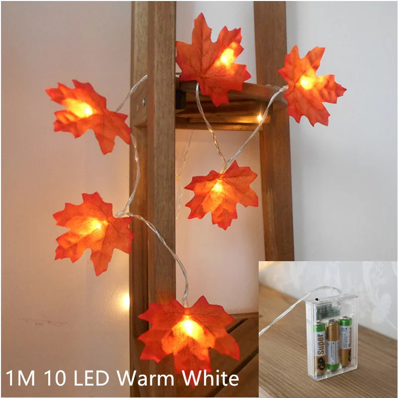 1M 10 LED maple leaf Рождественские украшения для дома, крышка для бутылки вина, рождественские украшения Noel, рождественские поделки, натальные, новогодние украшения, подарки - Цвет: 1M 10 LED maple leaf