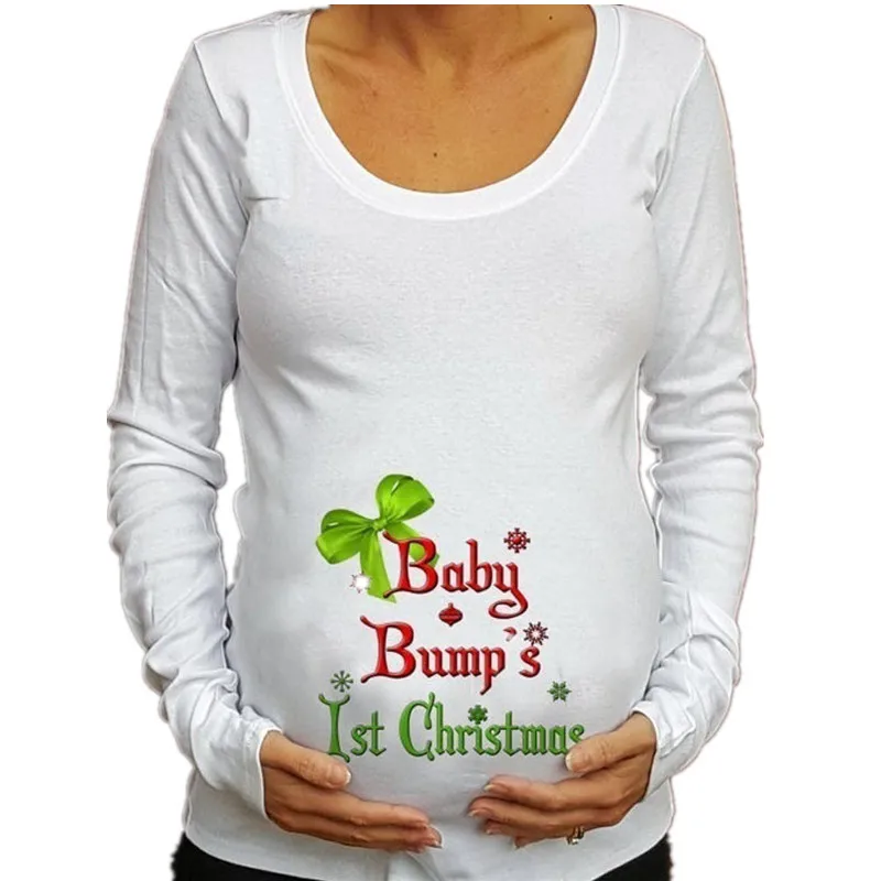 Women T shirt Funny Christmas Baby Maternity Pregnancy Clothes T Shirt