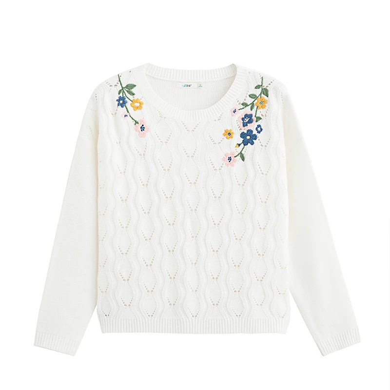 INMAN 2018 Spring Clothes Round Neck Embroidered Women Sweaters And Pullovers Sweater Women Women White INMAN 2018 Spring Clothes Round Neck Embroidered Women Sweaters And Pullovers Sweater Women Women White