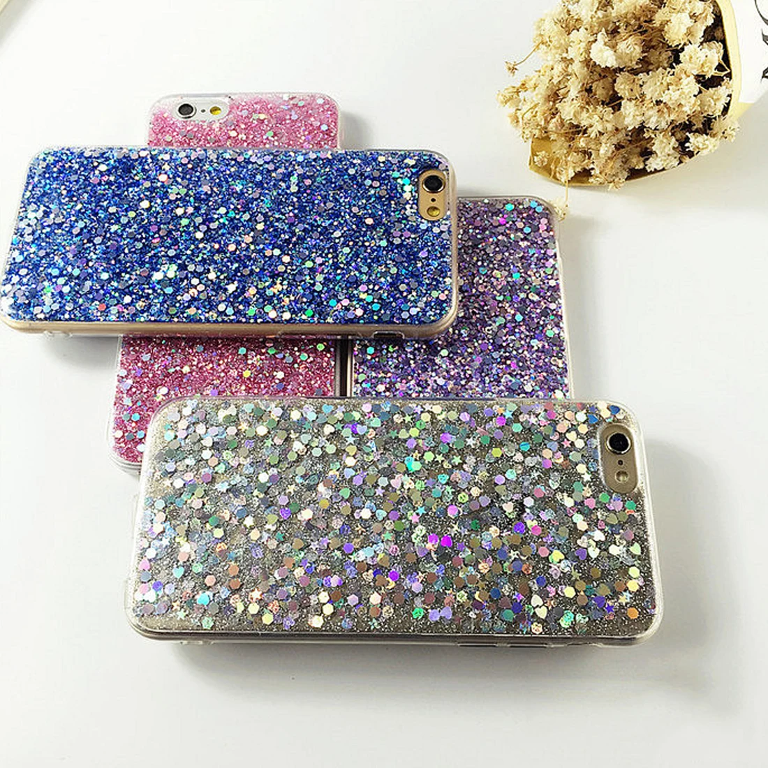

Phone Case for iPhone 6 7 8 Case Silicon Bling Glitter Crystal Sequins Soft Cover Fundas for iPhone 6 7 8Plus X