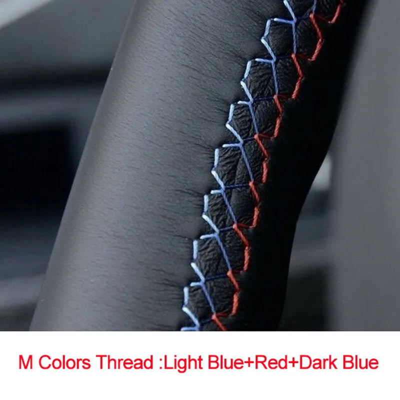 Ручная швейная крышка рулевого колеса для BMW E39 5 серии 1999-2003 E46 3 серии 1999-2005 E53 X5 2000-06 E36 Z3 - Название цвета: Light blue Red Blue