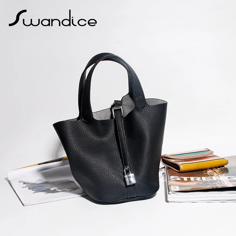 

2 Pcs/set Women Lock Key Bucket Belt Simple Casual Soft Handbags Solid Color Top Handle Tote Bags 2019 Female Ladies Fashion