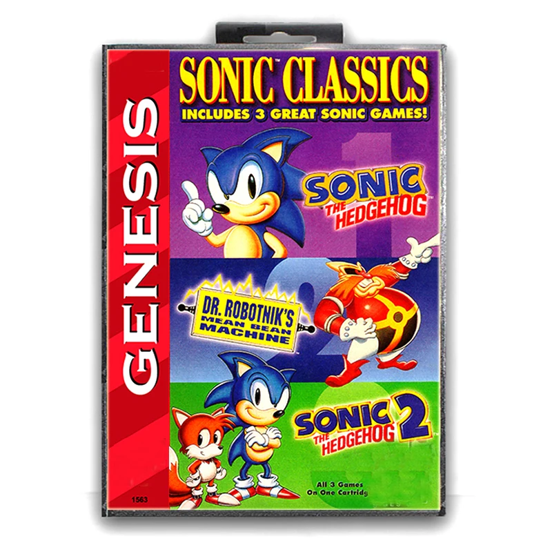 

Sonic Classics with Box for 16 bit Sega MD Game Card for Mega Drive for Genesis Video Console