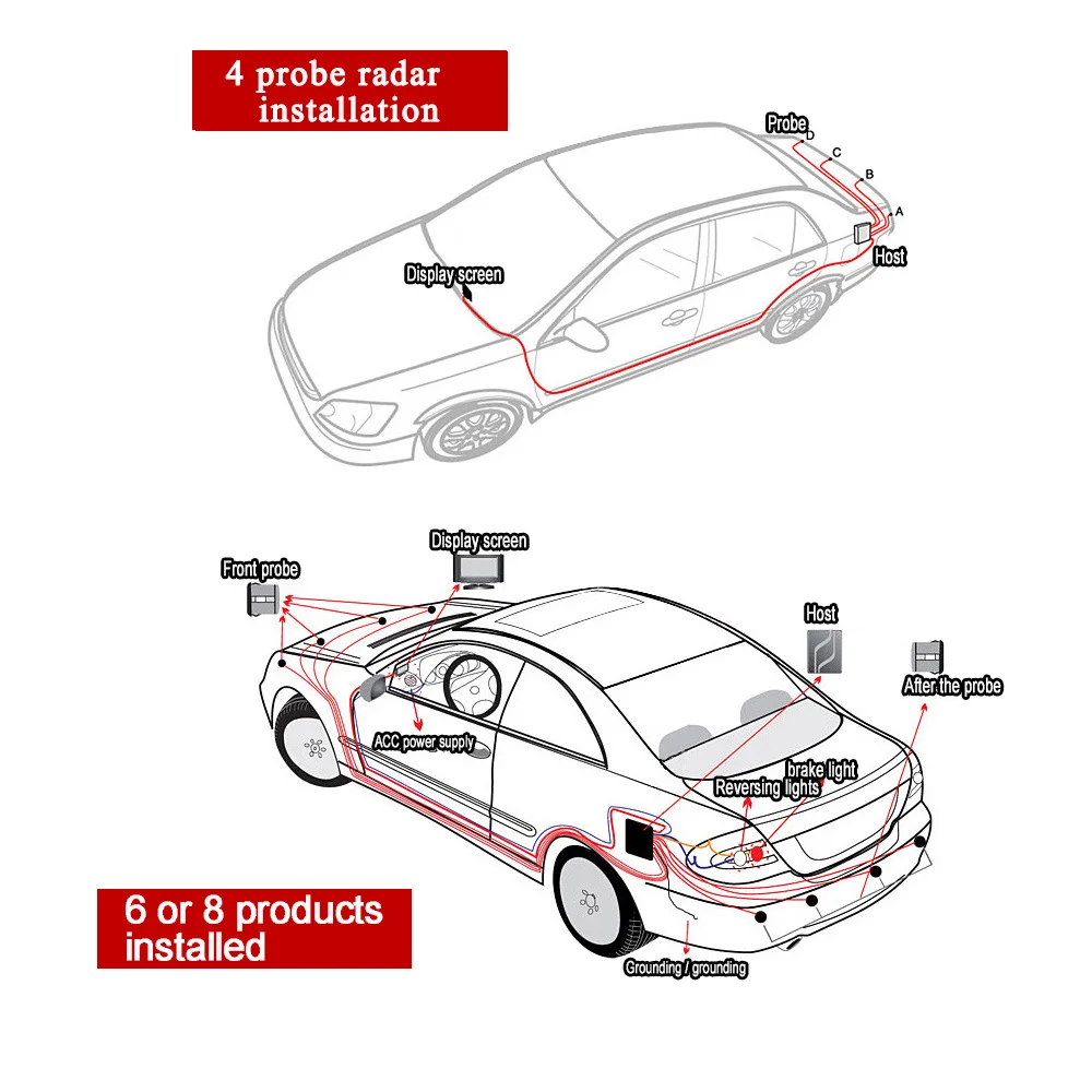 OkeyTech Авто парктроник ЖК-дисплей датчик парковки 4 Обратный Датчик парковки радар помощь система сигнализации для всех автомобилей
