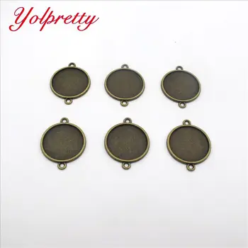 

Yolprtty 10pcs 20mm Inner Size Classic Bronze Plated One Sided Double Hanging Simple Style Cabochon Base Setting Charms Pendant