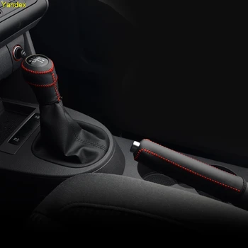 

Yandex Leather hand sewn gear sets gear sets Shift Knob Cover and Hand Brake Cover for volkswagen Touran 2011-2015