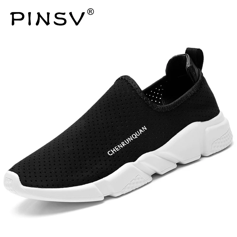 Pinsv Кроссовки для Для мужчин открытый Спортивная обувь спортивная Slip-On Black
