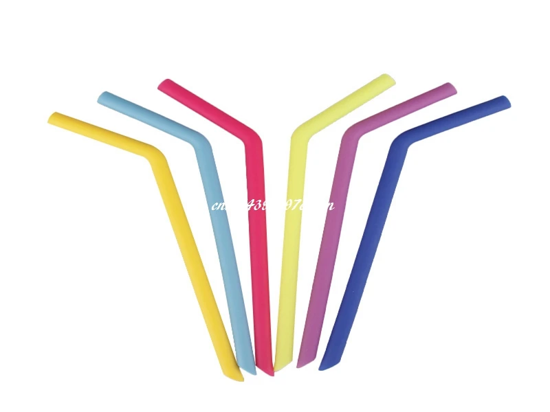 

100pcs/lot 13*255mm Big Reusable Drinking Straw Straight & Bend Silicone Straws For Home Party Barware Accessories