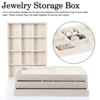 

Flannel Jewelry Box Plate Jewelry Display Earring Holder Ring Necklace Display Tray Stand Organizer Case Display Storage Box