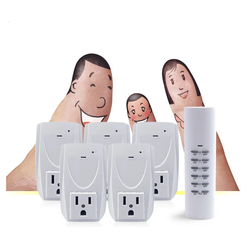 

Smart USA Plug 1 Wireless Remote Control, 5 Socket Receiver Smart Power Socket Switch Family Electrical Remote Socket