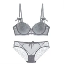 Горячее предложение, сексуальный кружевной комплект нижнего белья для девочек, 1/2, получашечки, пуш-ап, объем груди, маленький