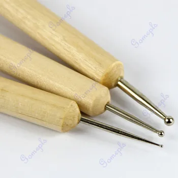 

U119 1set/3 pcs Stainless Steel Ball Stylus Tool Sets For Embossing Pattern Clay Sculpting
