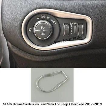 

Top Quality For Jeep Renegade 2017 2018 2019 2020 Car Detector Stick Cover ABS Chrome Front Head Light Switch Trim Frame Lamp