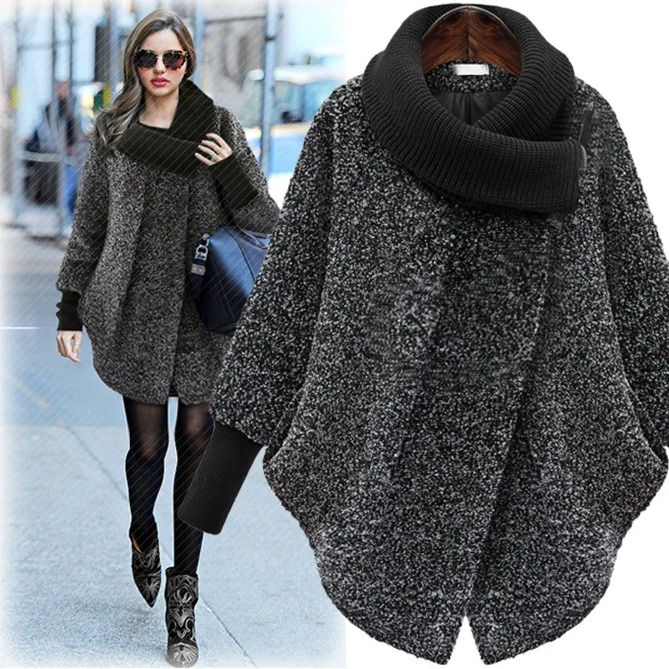 LANMREM Autumn Winter New Fashion Casual Women Short Solid Color Loose Large Size Woolen Coat TC114 - Цвет: gray