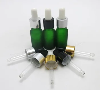 

12pcs/lot 10ml frost green glass dropper bottle with aluminum circle 1/3oz essential dropper vials