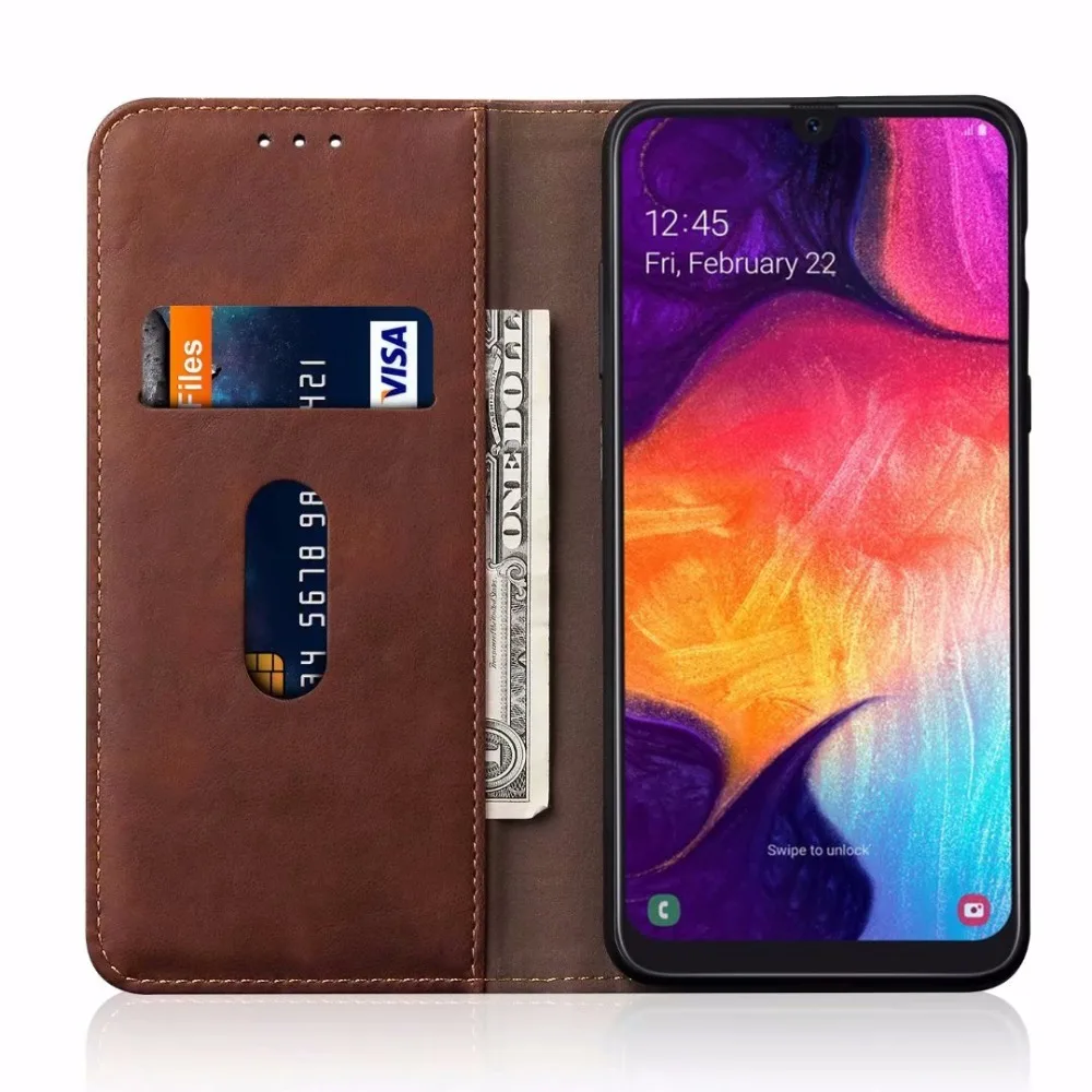 Luxury High Quality Vintage Leather Magnetic Flip Cover Wallet Case For Samsung Galaxy A60 A50 A40 A30 A20 A10 M30 M20 M10