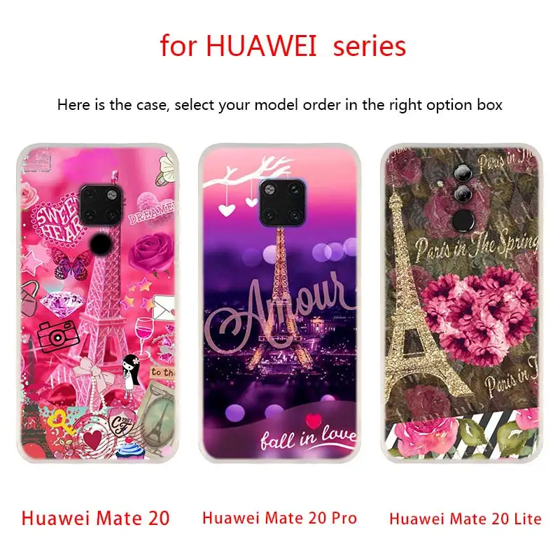 Эйфелева башня Париж Любовь Розовый телефонные чехлы для Huawei Mate 30 20 10 Lite Pro Мягкий