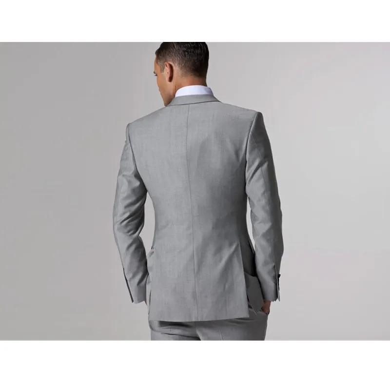 Customized new fashion men's men's suit three-piece suit (coat + pants + vest) men's gray single-breasted suit