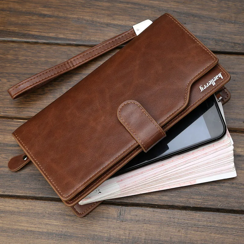 

Slim Thin ID/Credit Card Holder Leather Bifold Front Pocket Wallet Men's Multi-Card Vintage Long Purse for Checkbook for Men